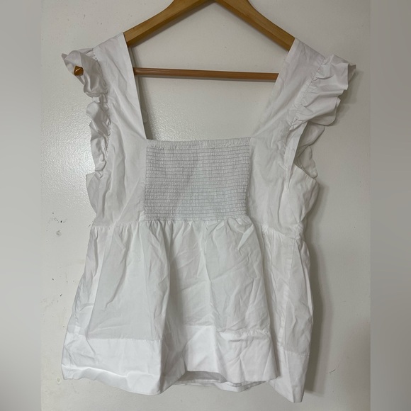 Lilly Pulitzer Tiana Babydoll White Ruffle Sleeve Women's Top - Picture 5 of 7